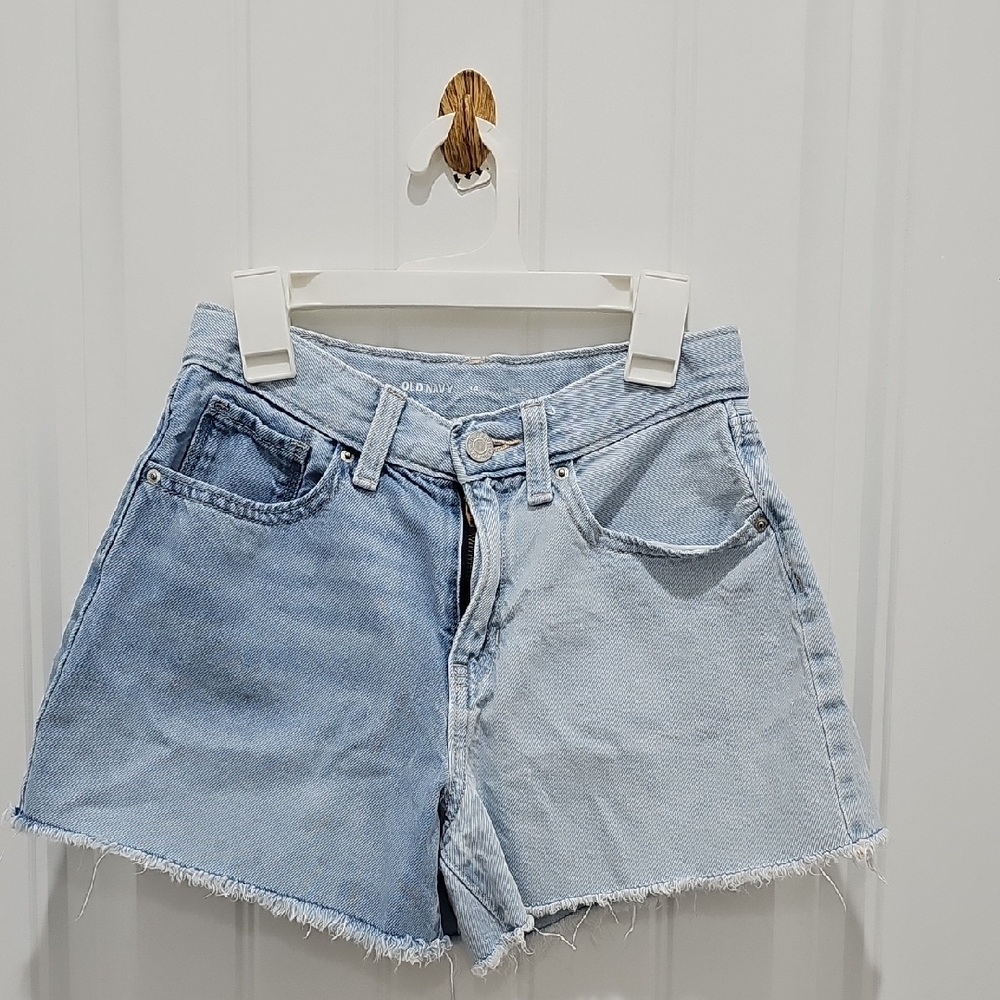 Old Navy Blue Jean Shorts with High-Waisted Design and Frayed Hem